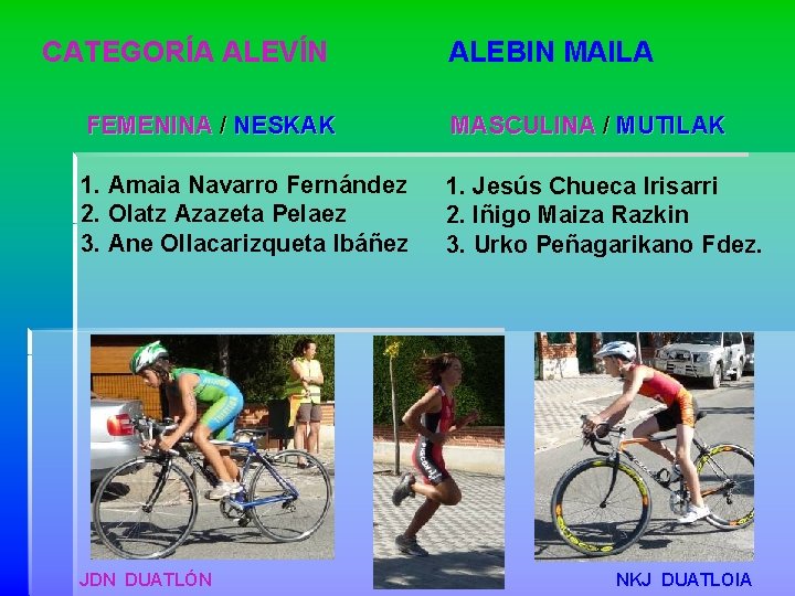 CATEGORÍA ALEVÍN ALEBIN MAILA FEMENINA / NESKAK MASCULINA / MUTILAK 1. Amaia Navarro Fernández