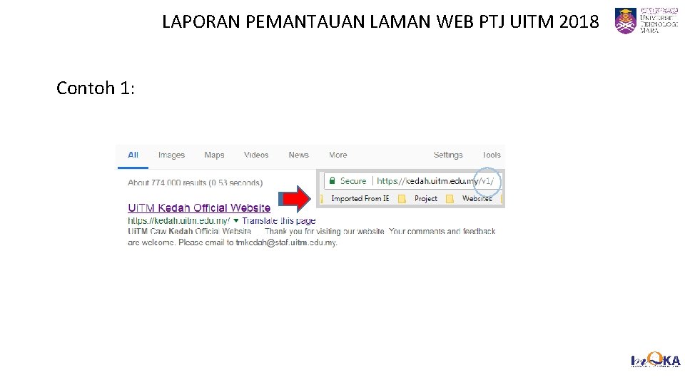 18 Contoh 1: LAPORAN PEMANTAUAN LAMAN WEB PTJ UITM 2018 