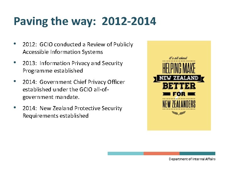 Paving the way: 2012 -2014 • 2012: GCIO conducted a Review of Publicly Accessible