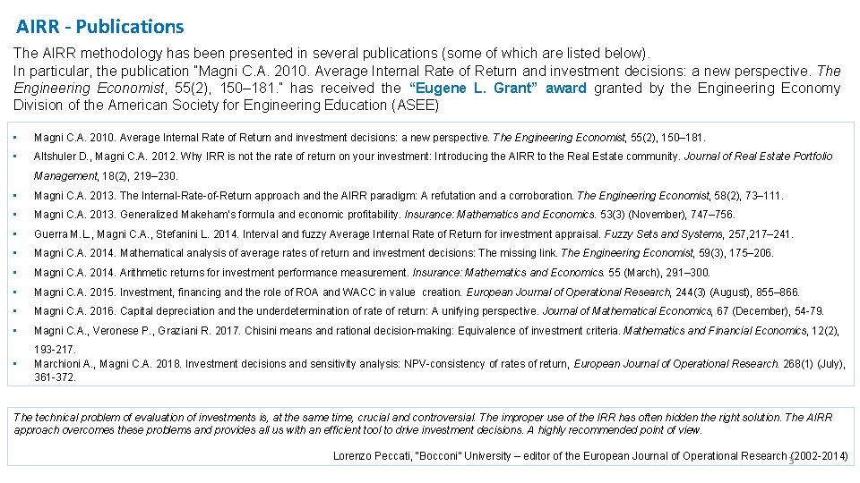 AIRR - Publications The AIRR methodology has been presented in several publications (some of AIRR - Publications The AIRR methodology has been presented in several publications (some of