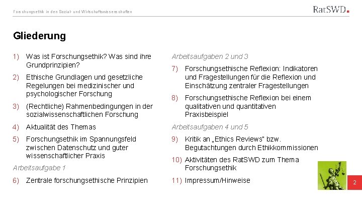 Forschungsethik in den Sozial- und Wirtschaftswissenschaften Gliederung 1) Was ist Forschungsethik? Was sind ihre