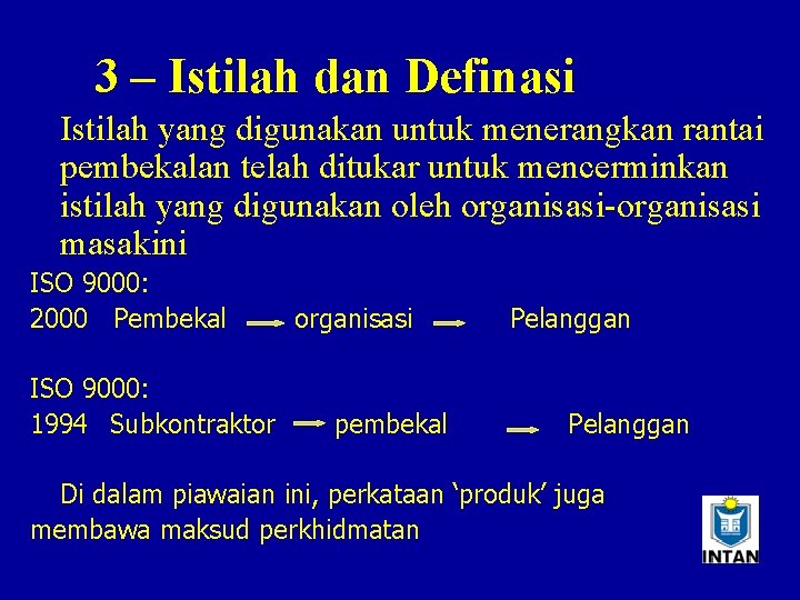 3 – Istilah dan Definasi Istilah yang digunakan untuk menerangkan rantai pembekalan telah ditukar