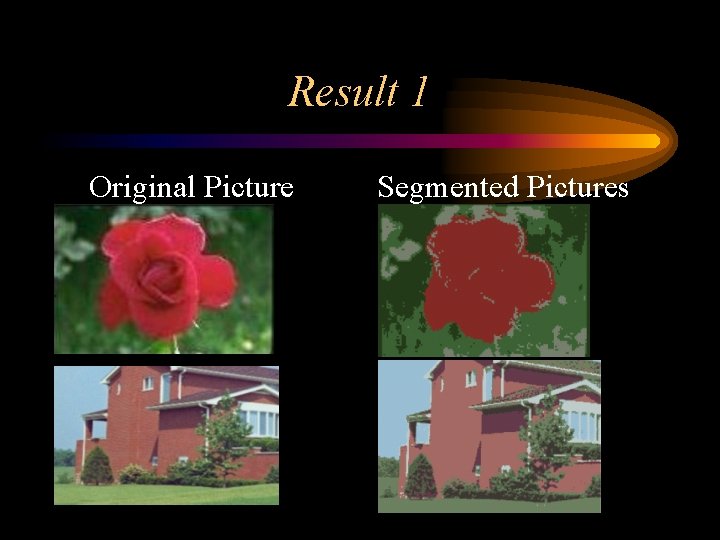 Result 1 Original Picture Segmented Pictures 