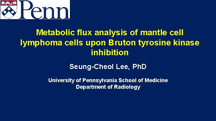 Metabolic flux analysis of mantle cell lymphoma cells upon Bruton tyrosine kinase inhibition Seung-Cheol