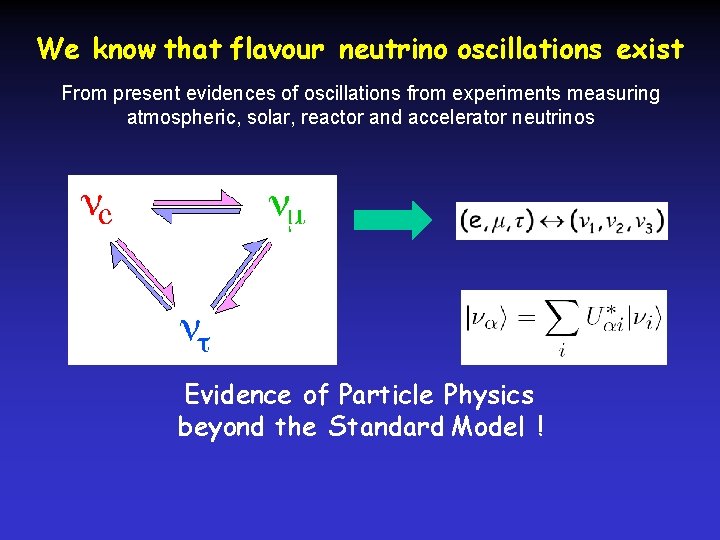 We know that flavour neutrino oscillations exist From present evidences of oscillations from experiments