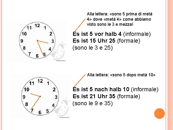 Alla lettera: «sono 5 prima di metà 4» dove «metà 4» come abbiamo visto