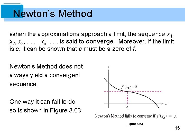 Newton’s Method When the approximations approach a limit, the sequence x 1, x 2,