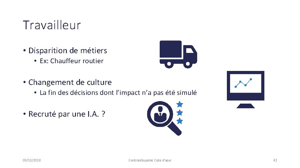 Travailleur • Disparition de métiers • Ex: Chauffeur routier • Changement de culture •