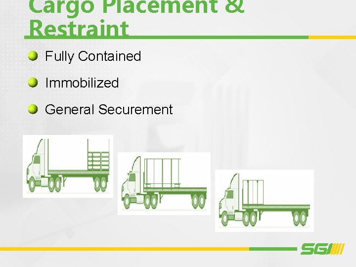Cargo Placement & Restraint Fully Contained Immobilized General Securement 