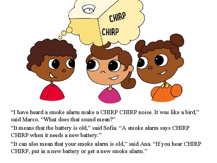 “I have heard a smoke alarm make a CHIRP noise. It was like a