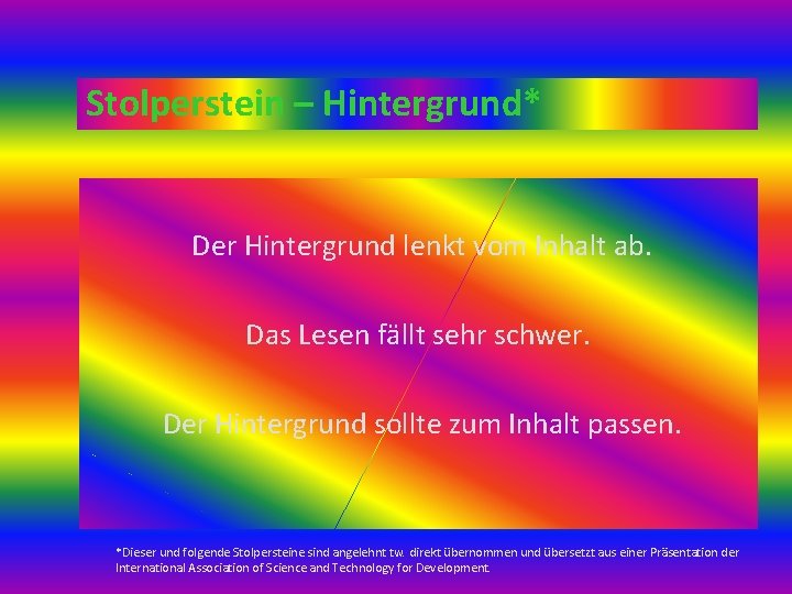 Stolperstein – Hintergrund* Der Hintergrund lenkt vom Inhalt ab. Das Lesen fällt sehr schwer.