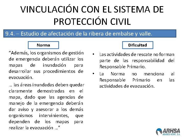 VINCULACIÓN CON EL SISTEMA DE PROTECCIÓN CIVIL 9. 4. – Estudio de afectación de