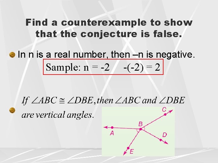 Find a counterexample to show that the conjecture is false. In n is a