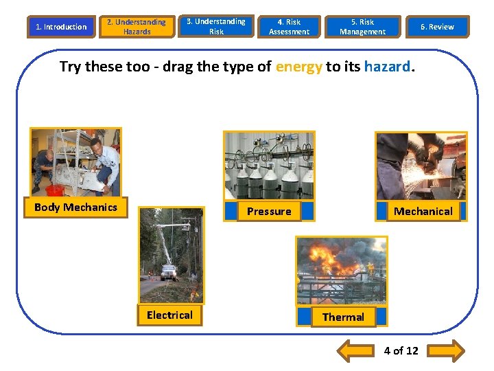 1. Introduction 2. Understanding Hazards 3. Understanding Risk 4. Risk Assessment 5. Risk Management 1. Introduction 2. Understanding Hazards 3. Understanding Risk 4. Risk Assessment 5. Risk Management