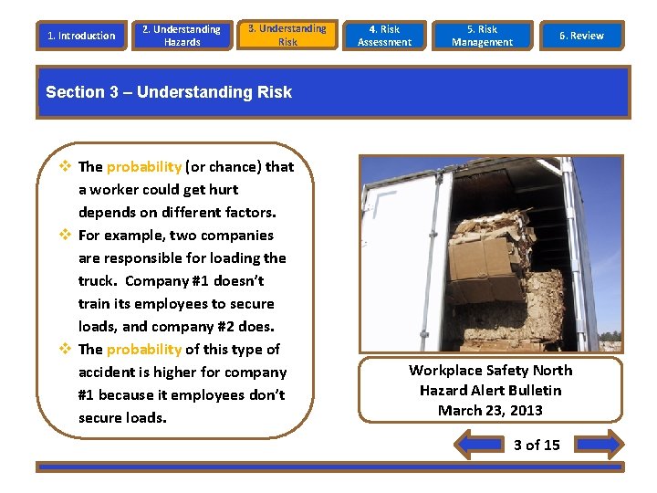 1. Introduction 2. Understanding Hazards 3. Understanding Risk 4. Risk Assessment 5. Risk Management 1. Introduction 2. Understanding Hazards 3. Understanding Risk 4. Risk Assessment 5. Risk Management