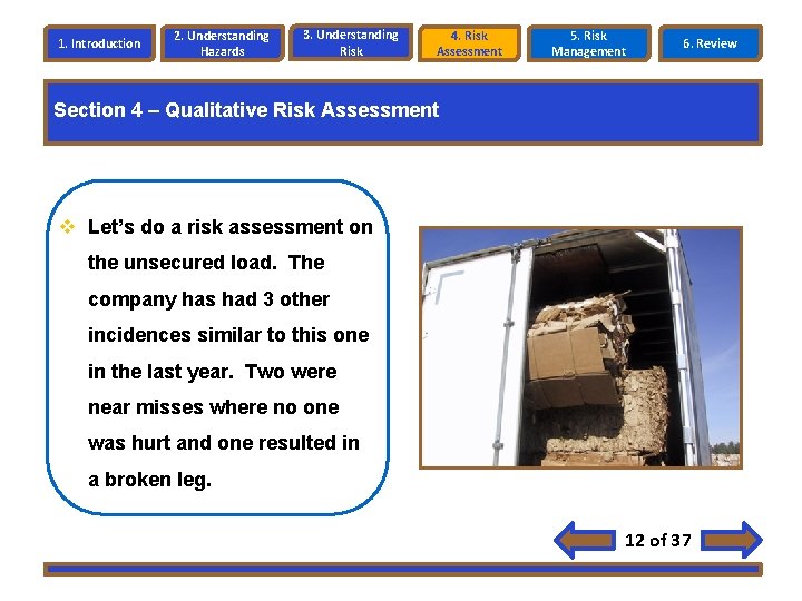 1. Introduction 2. Understanding Hazards 3. Understanding Risk 4. Risk Assessment 5. Risk Management 1. Introduction 2. Understanding Hazards 3. Understanding Risk 4. Risk Assessment 5. Risk Management