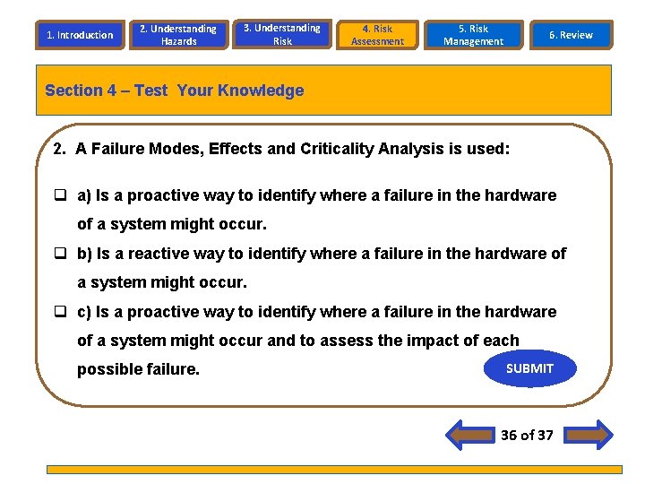 1. Introduction 2. Understanding Hazards 3. Understanding Risk 4. Risk Assessment 5. Risk Management 1. Introduction 2. Understanding Hazards 3. Understanding Risk 4. Risk Assessment 5. Risk Management