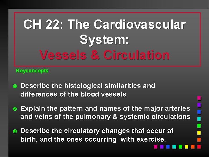 CH 22 The Cardiovascular System Vessels Circulation Keyconcepts