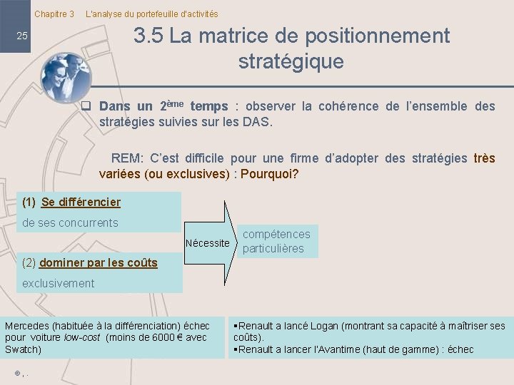 Chapitre 3 L’analyse du portefeuille d’activités 3. 5 La matrice de positionnement stratégique 25