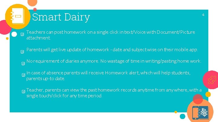 Smart Dairy Teachers can post homework on a single click in text/Voice with Document/Picture Smart Dairy Teachers can post homework on a single click in text/Voice with Document/Picture