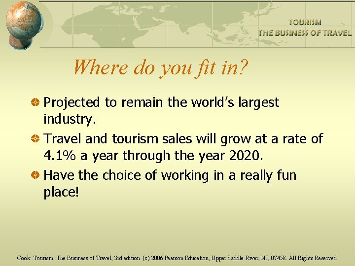 Where do you fit in? Projected to remain the world’s largest industry. Travel and