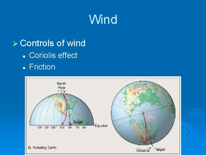 Wind Ø Controls of wind l l Coriolis effect Friction 