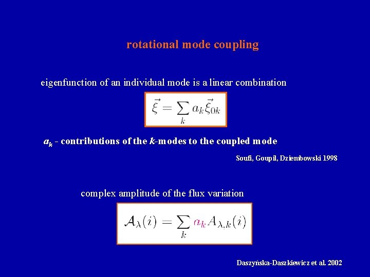 rotational mode coupling eigenfunction of an individual mode is a linear combination ak -