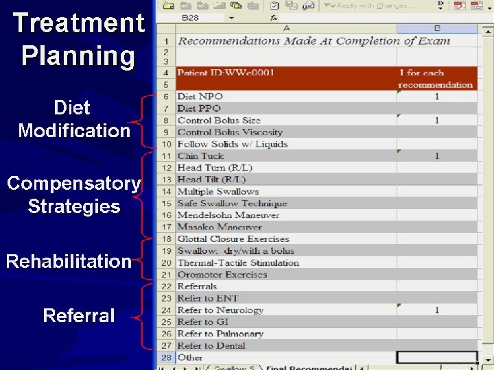 Treatment Planning Diet Modification Compensatory Strategies Rehabilitation Referral 