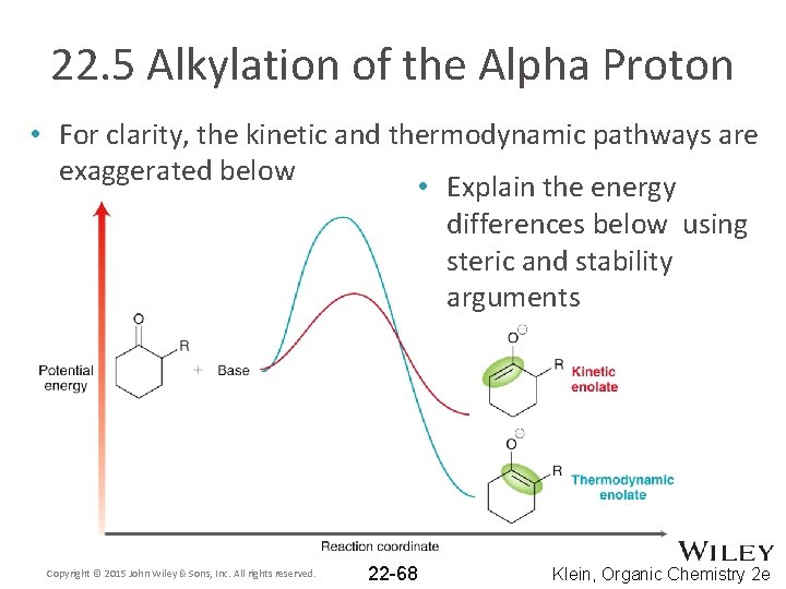 22. 5 Alkylation of the Alpha Proton • For clarity, the kinetic and thermodynamic