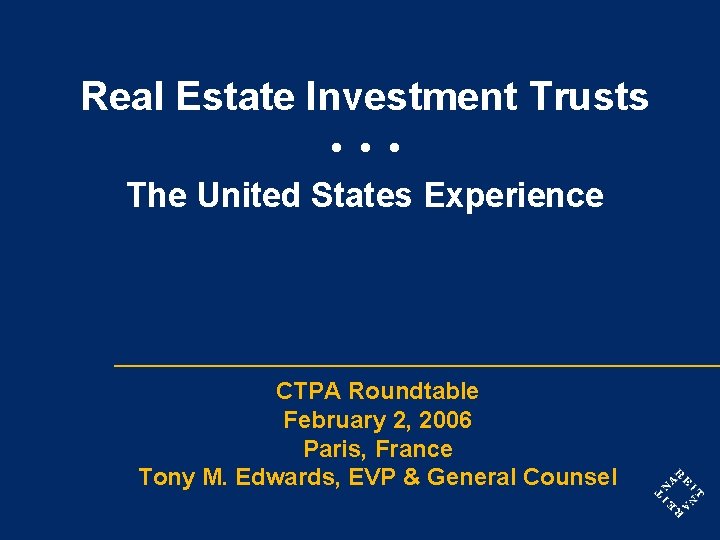 Real Estate Investment Trusts The United States Experience