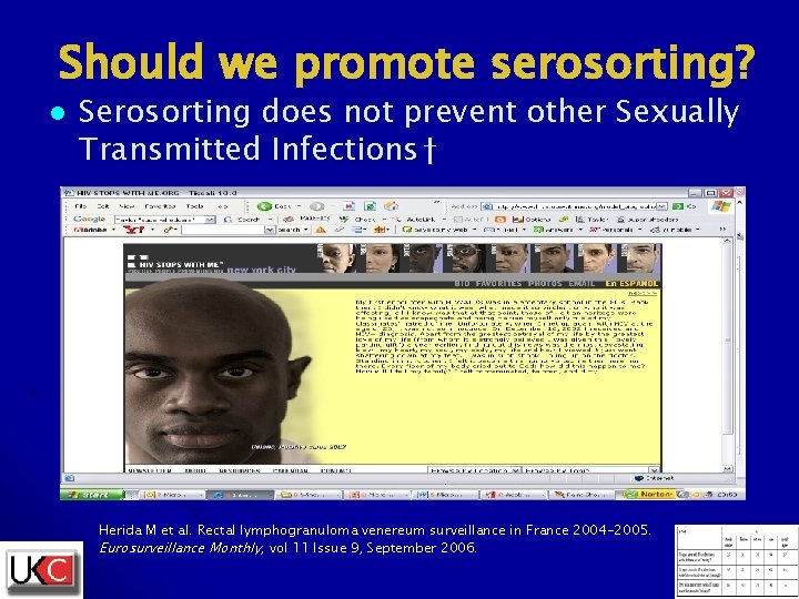 Should we promote serosorting? l Serosorting does not prevent other Sexually Transmitted Infections† Herida