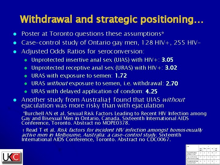 Withdrawal and strategic positioning… l l l Poster at Toronto questions these assumptions* Case-control Withdrawal and strategic positioning… l l l Poster at Toronto questions these assumptions* Case-control
