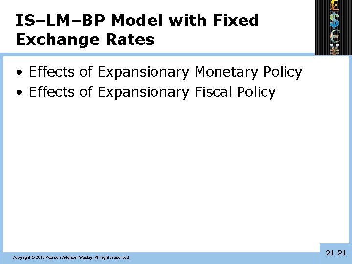 IS–LM–BP Model with Fixed Exchange Rates • Effects of Expansionary Monetary Policy • Effects