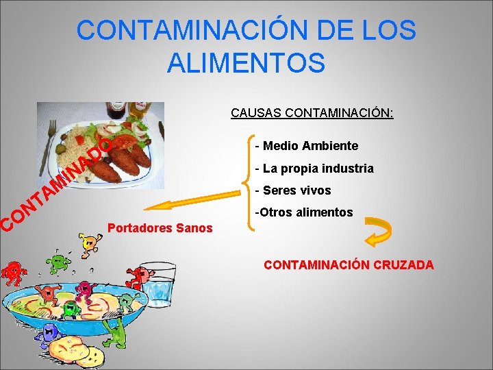 CONTAMINACIÓN DE LOS ALIMENTOS CAUSAS CONTAMINACIÓN: DO A N I N O C M