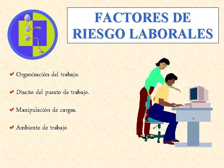 FACTORES DE RIESGO LABORALES a. Organización del trabajo. a. Diseño del puesto de trabajo.