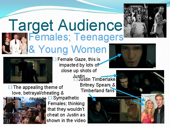 Target Audience Females; Teenagers & Young Women � Female Gaze, this is impacted by