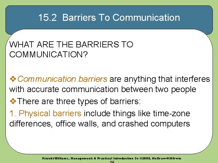 15. 2 Barriers To Communication WHAT ARE THE BARRIERS TO COMMUNICATION? v. Communication barriers 15. 2 Barriers To Communication WHAT ARE THE BARRIERS TO COMMUNICATION? v. Communication barriers
