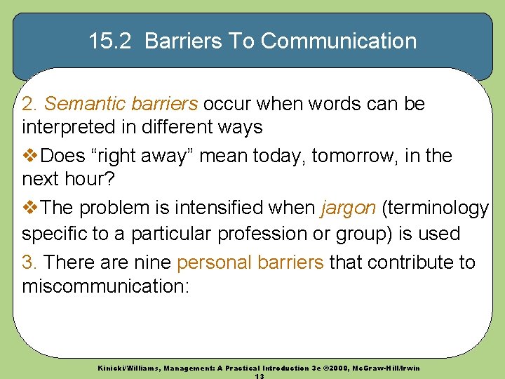 15. 2 Barriers To Communication 2. Semantic barriers occur when words can be interpreted 15. 2 Barriers To Communication 2. Semantic barriers occur when words can be interpreted