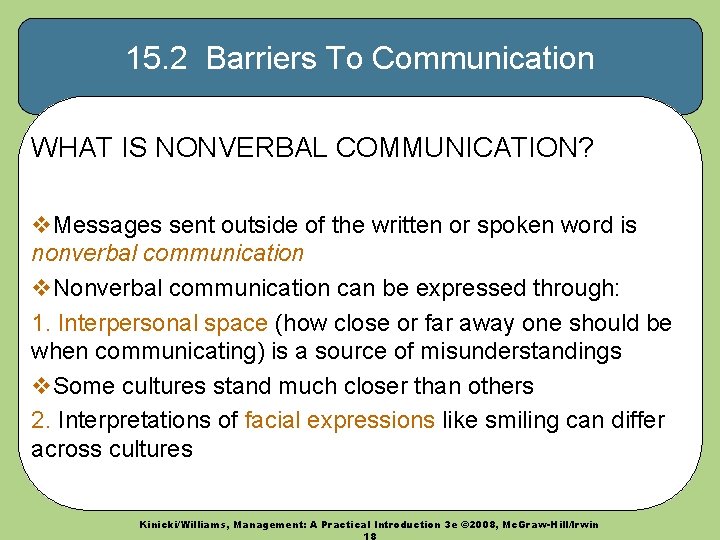 15. 2 Barriers To Communication WHAT IS NONVERBAL COMMUNICATION? v. Messages sent outside of 15. 2 Barriers To Communication WHAT IS NONVERBAL COMMUNICATION? v. Messages sent outside of
