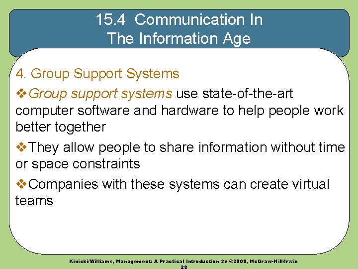 15. 4 Communication In The Information Age 4. Group Support Systems v. Group support 15. 4 Communication In The Information Age 4. Group Support Systems v. Group support