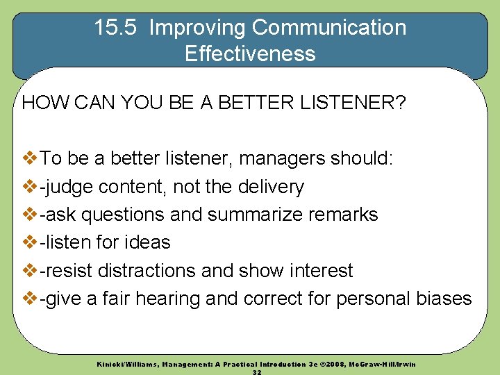 15. 5 Improving Communication Effectiveness HOW CAN YOU BE A BETTER LISTENER? v. To 15. 5 Improving Communication Effectiveness HOW CAN YOU BE A BETTER LISTENER? v. To