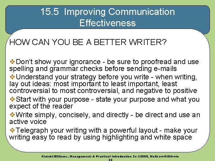 15. 5 Improving Communication Effectiveness HOW CAN YOU BE A BETTER WRITER? v. Don’t 15. 5 Improving Communication Effectiveness HOW CAN YOU BE A BETTER WRITER? v. Don’t
