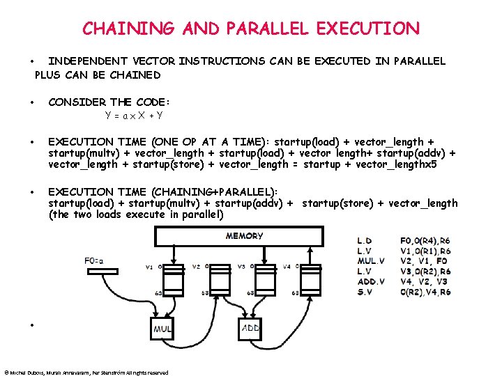 CHAINING AND PARALLEL EXECUTION • • INDEPENDENT VECTOR INSTRUCTIONS CAN BE EXECUTED IN PARALLEL