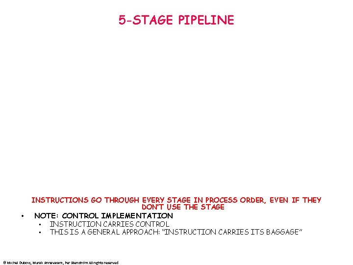 5 -STAGE PIPELINE • INSTRUCTIONS GO THROUGH EVERY STAGE IN PROCESS ORDER, EVEN IF