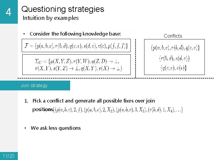 4 0 Questioning strategies Intuition by examples • Consider the following knowledge base: Join