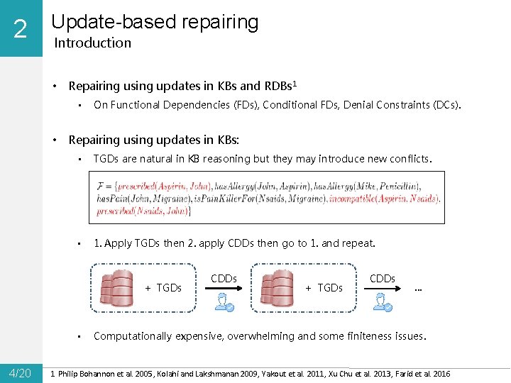 2 0 Update-based repairing Introduction • Repairing using updates in KBs and RDBs 1