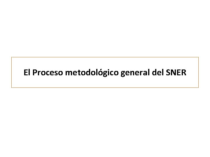 El Proceso metodológico general del SNER 