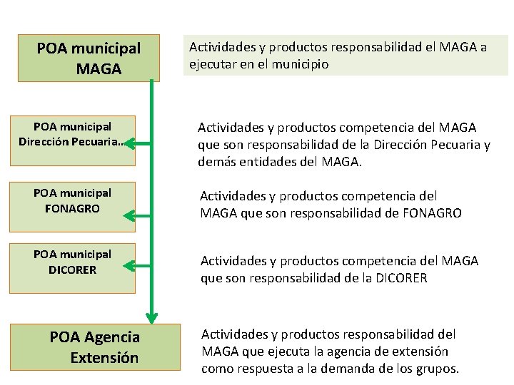 POA municipal MAGA POA municipal Dirección Pecuaria… Actividades y productos responsabilidad el MAGA a