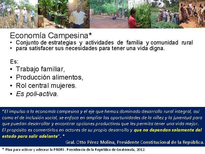 Economía Campesina* • Conjunto de estrategias y actividades de familia y comunidad rural •