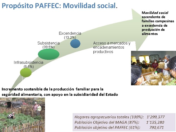 Propósito PAFFEC: Movilidad social. Excendencia (13. 2%) Subsistencia (39. 5%) Movilidad social ascendente de